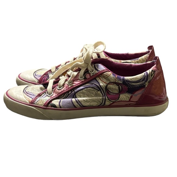 Coach multicolored graphic scribble Poppy Barrett low top sneakers. Women’s 8.5 - Picture 2 of 12